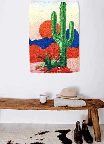 Latch Hook Kits For Adults, Color Printed Diy Rug Crafts Arts Carpet For Home Decoration Festival Gift 23.6"X15.8"(Cactus) #TOP1