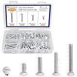 130Pcs Wall Plate Screws Kit, #6-32 Outlet Cover Screws,Switch Plate Fasteners,Electrical Panel Screws,4 Length 3/8', 1/2', 3/4', 1' Long Outlet Screws for Light Switch Plate (White)