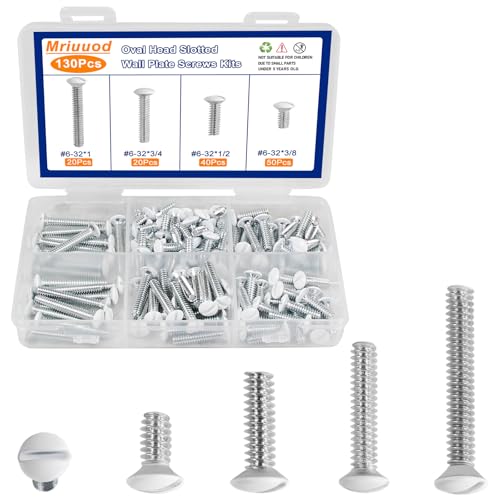 130Pcs Wall Plate Screws Kit, #6-32 Outlet Cover Screws,Switch Plate Fasteners,Electrical Panel Screws,4 Length 3/8