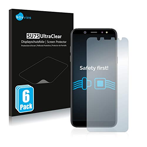 savvies Protector Pantalla Compatible con Samsung Galaxy A6 2018 (6 Unidades) Pelicula Ultra Transparente