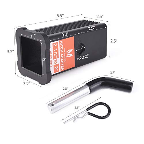 Mictuning 2-1/2 Inches Class V To 2 Inches Class Iii And Iv Trailer Hitch Receiver Adapter, 2.5 Inches To 2 Inches Reducer Sleeve With Hitch Pin And Clip #TOP6