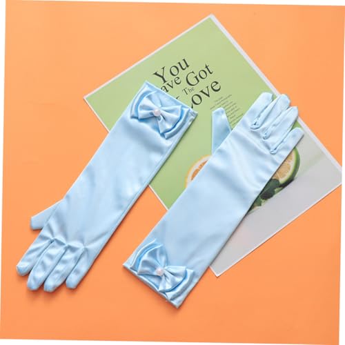 Guantes largos de comunión y boda infantil complemento de satén para vestidos de gala 5