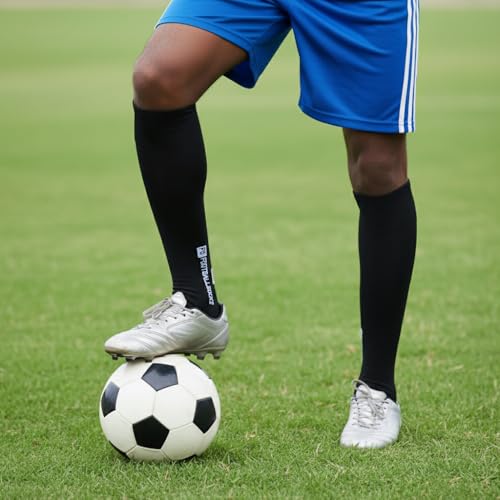 Image of PROBEROS Football Socks Non-Slip Rubber Grip Professional Football Stockings, Over Calf Silicone Grip Socks, Sport Athletic Socks for Football, Rugby, Hockey & Training