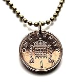 1998 England United Kingdom Great Britain Penny coin pendant Tudor portcullis castle gate House of Beaufort Henry VII Amberley Hever Westminster Palace Monk Bar Tower of London Birmingham York n000883