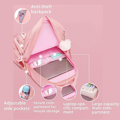 Kawaii Backpack with Cute Accessories Pins Pendant Aesthetic 3pcs Set Rucksack Sling Bag Casual Daypack (Black,M)4