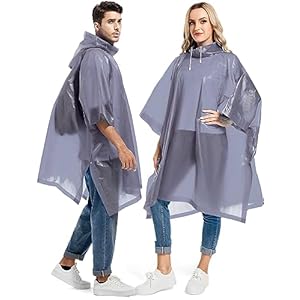 2 Pack Rain Ponchos for Adults Reusable – Raincoats Survival Emergency Heavy Duty Rain Coat with Drawstring Hood