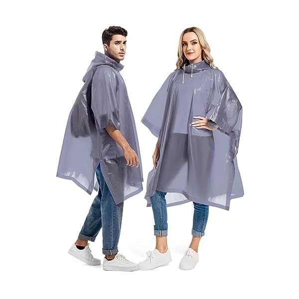 2 Pack Rain Ponchos for Adults Reusable – Raincoats Survival Emergency Heavy Duty Rain Coat with Drawstring Hood