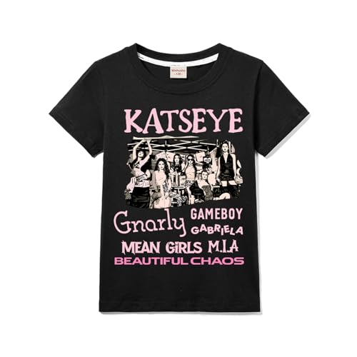 Girls KATSEYE Tee Kids 100% Cotton T-Shirt Tops for 3-13 Years (Black 9 Years)