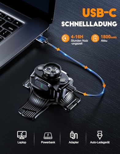 ISEYOU Lauflampe Joggen, Brustlampe Lauflicht — Alternative Zur Stirnlampe, 500 Lumen, 45° Neigbar, 2 Lichtfarben, USB-C Wiederaufladbar, IPX4, 360° Reflektierende Gurte Für Joggen, Camping, Radfahren