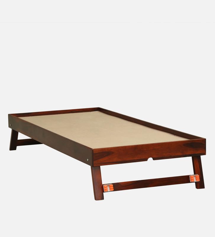 Image of Solid Sheesham Wood Pearl Single Size Trundle Bed with 1 Extra Pullout Bed | Wooden Single Bed Cot Palang Furniture for Bedroom Living Room Home and Hotel (Honey Oak Finish)