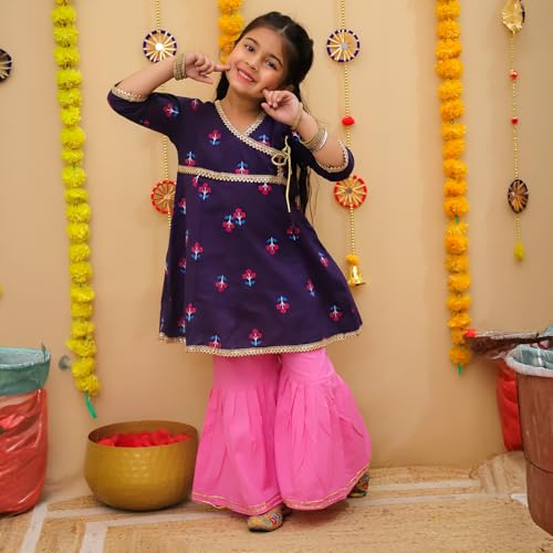 Image of LITTLE GINNIE Girls Kurta Sharara Set | Traditional Ethnic Wear for Kids