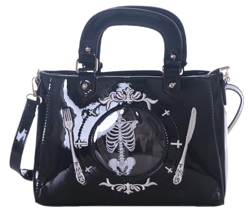 Sac messager noir à motif squelette effrayant pour vos sorties et soirées rock