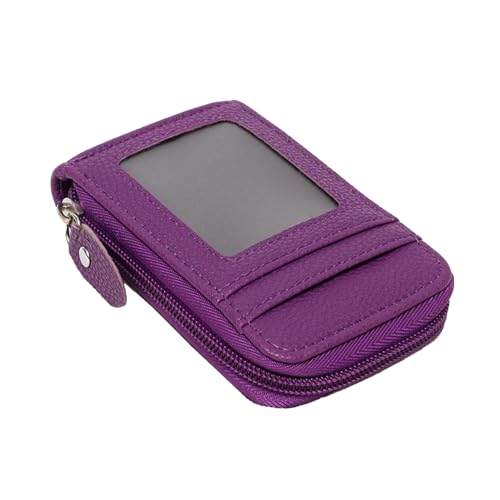 1pc Purple RFID Blocking Card Holder with Zipper, Compact Credit Card Case for Men and Women, Polyester Lined, Modern Design, Credit Card Storage