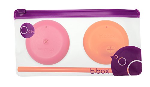 b.box Universal Silicone Sippy Lid & Straw Top Travel Pack | Fits Most Standard Cups Turning Them into a Sippy Cup or Cup with Straw | Color: Strawberry Shake | 1 Sippy Cup Lid & 1 Lid with Straw