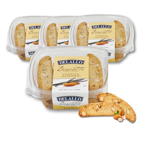 DeLallo Vanilla Almond Biscotti, (4 Pack), Authentic Italian Reci...
