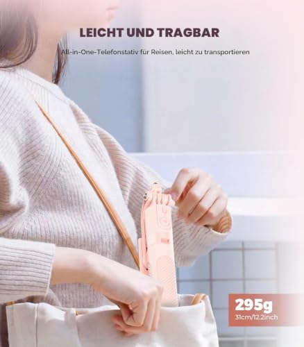 RISEOFLE 180cm Handy Stativ & Selfie Stick, Aluminium Integriertes Ausziehbares Stativ für Smartphone… – Ansicht 6