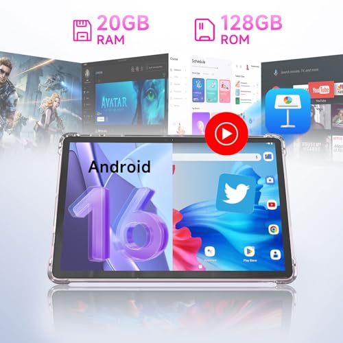 Image of 11 inch Tablet 2 in 1 Tablets, 20GB RAM 128GB ROM, Android 16 Tablet with Case keyboard mouse Stylus Support 2TB Expandable, 13MP Camera, Octa-core Processor 5G WiFi-6 8000MAH Battery 11'' Tableta.