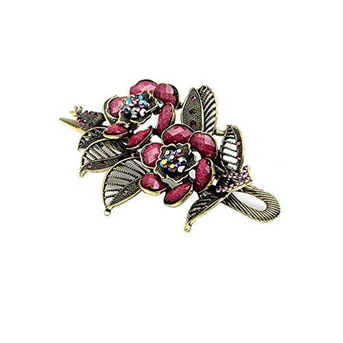 LALAFINA Clip de Fleur Vintage Crystal Hair Barrettes Alloy Jaw Clamps Womens Rhinestone Griffes Accessoires de (Violet Clair) Cover