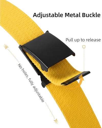 Image of Mile High Life Cut To Fit Canvas Web Belt Size Up to 52 inch with Flip-Top Solid Black Military Buckle