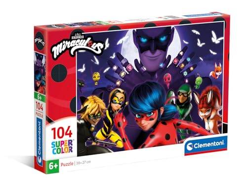 Clementoni Super color - Puzzle Miraculous de 104 peças para crianças de 6 anos, fabricado na Itália, multicolorido (25765)