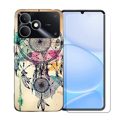 CongJiaLingXi�P�[�X�K�p �� Realme Note 80 (6.74") �K�p �� �d�����ꂽ�K���X�X�N���[���v���e�N�^�[�A�_�炩���V���R�[���V�F���o���p�[�h�Ռ�TPU�ی�J�o�[�������,LLM10