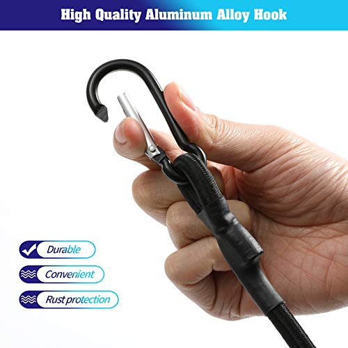 Anndason Bungee Cords With Hooks Heavy Duty Bungee Cord With Carabiner Hook Sturdy Latex Bungee Cords For Trailers,Luggage Racks, Kayak,Camping And Bicycle Load (2 Pcs, 36 Inch) #TOP4