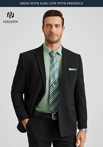 Image of HISDERN Mens Dress Shirt with Tie Pocket Square Set Classic Button Down Shirt Matching Tie Long Sleeve Shirts