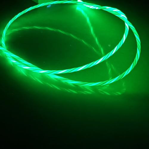 Image of IHAO Multi Ports Light-Up USB Cable USBA /USB C to USBC /MicroUSB Cable Durable Fast Charging Cable with Visible Current Flow As Night Light Use-6in1 Green