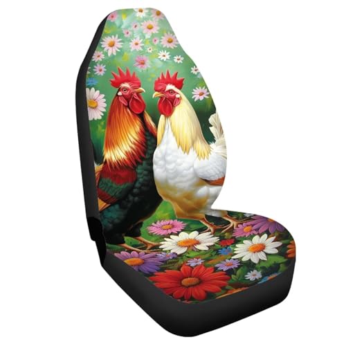 Housse de coussin de siège auto coqs et fleurs Amzbeauty