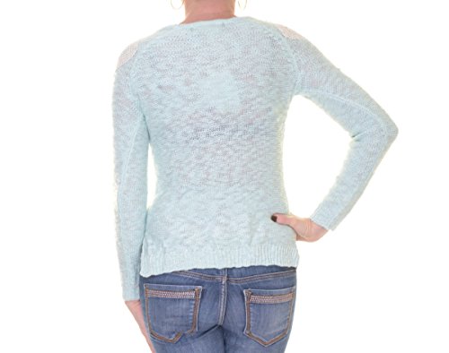 Girls' 7-16 Crochet-Shoulder High-Low Sweater in Mint (Large)3