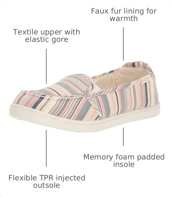 Image of Roxy Womens Minnow Faux Fur Slip on Sneaker ShoeSneaker