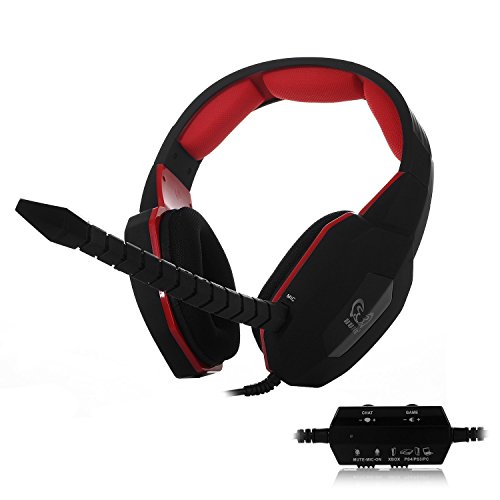 HUHD HG-939MV Auriculares para juegos de sonido estéreo para PS4 / PS3 / Xbox 360 / PC (compatible con la consola de Xbox One si el cliente tiene adaptador de Microsoft), micrófono desmontable