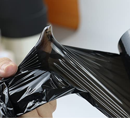 Image of BOMEI PACK 1 Pack 1200ft Industrial Black Stretch Wrap Film 70 Gauge 15 inch with 3inch Plastic Rolling Handles for Pallet Wrap, Durable Self-Adhering Packing, Moving, Heavy Duty Shrink Film