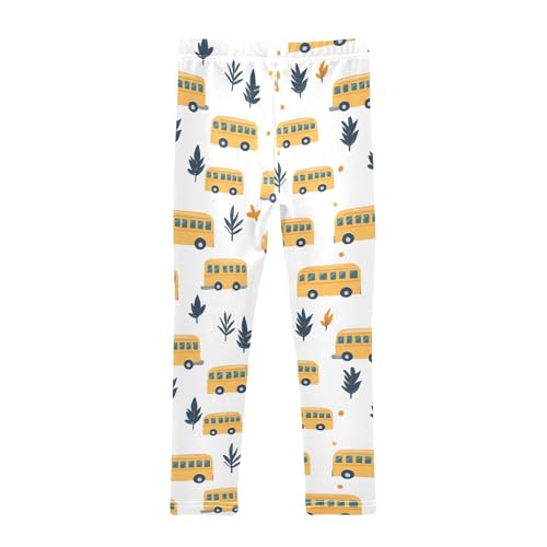 Yellow Bus Tree Girls Leggings Soft Stretch Workout Yoga Dance Pants for Kids Casual Tights2