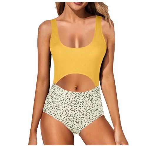 Pullover Strickjacken Damen und Frauen, die den konservativen Badeanzug am Meer schlanker Machen, Farbblock Badeanzug Pullover Strickjacken (Yellow, L)