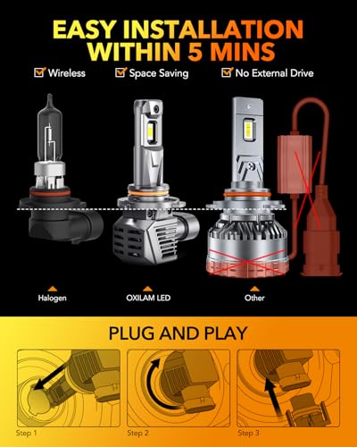 Image of OXILAM 9005 9006 Bulbs Combo, 52000LM 700% Super Bright Fog Light Bulb, 6500K White HB3 HB4 Halogen Replacement Bulb, Non-polarity, Plug and Play, Pack of 4