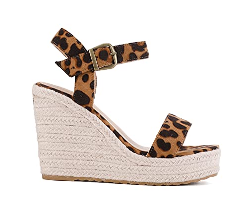 Vicki·vicki Women's Platform Sandals Wedge Ankle Strap Open Toe Sandals Leopard Size 8.5 #TOP4