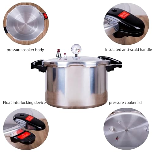Image of High capacity pressure cookers with cooking rack 15 quart canning pressure cooker with gauge Explosion proof safety valve great for big canning jobs ompatible:induction,natural gas-open flame