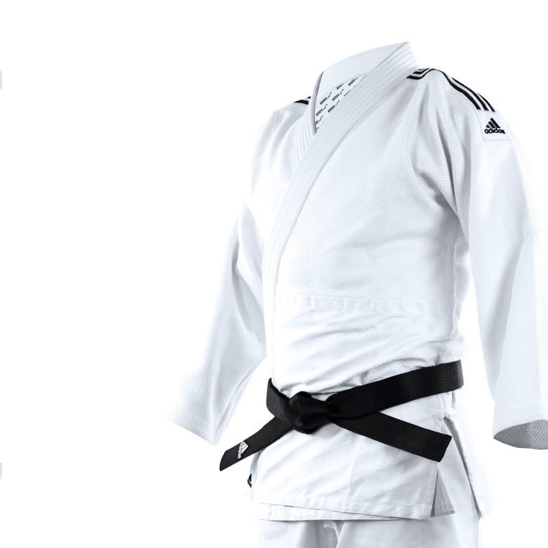 adidas Kimono de Judo Millenium Bandes (Couleur : Rouge - Taille : 155 - Broderie :)