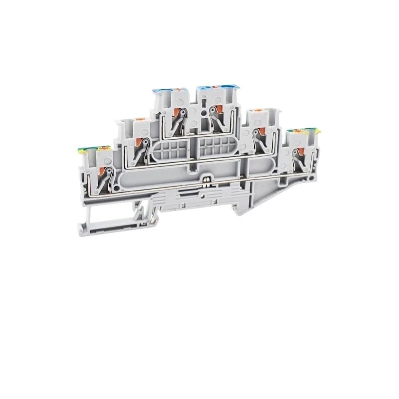 Morsettiera su guida a 3 livelli PT2.5-PE/L/N da 10 pezzi | Connettore di protezione elettrica da 2,5 mm² di messa a terra modulare push-in dello strato inferiore(Plug-in Bridge)