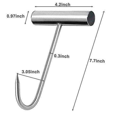 Grizef Stainless Steel 8 inch Hooks T-Handle Meat Boning Hook for Kitchen Butcher Shop Restaurant BBQ Tool kit (2Pack) - Image 2