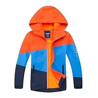M2C Boys Fleece Lined Rain Jacket Waterproof Outerwear Color Block Orange 10-12
