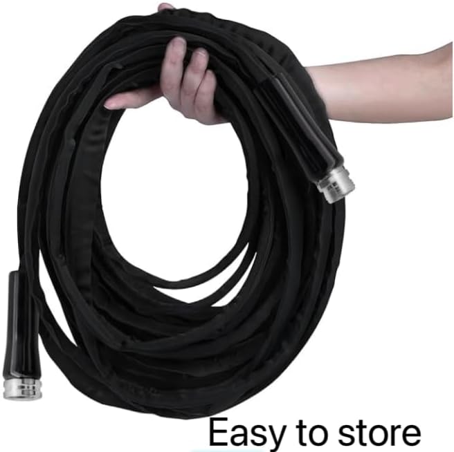 Miniatura 6 de Manguera de jardín no expandible de 100 pies, cubierta de tela, tubo flexible ligero, con accesorios sólidos de 34 pulgadas (sin boquilla)