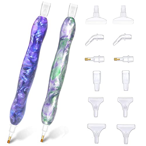 Praise V Do 2Pc Diamond Painting Pen, Diamond Art Pen, Diamond Painting Drill Pen Only, Handmade Resin 5D Diamond Painting Art Pen Kits Tool Accessories Nail Stylus (Purple Orchid) #TOP14