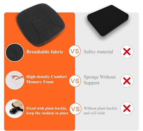 kingphenix Auto Sitzkissen mit 3,0 cm Komfort Memory Foam Sitzkissen für Auto und Bürostuhl - Schwarz