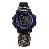 1.7 en 1 brújula / cortador de cuerda / 50 m de profundidad reloj de pedernal impermeable / pedir ayuda silbato / cuerda de mano de supervivencia de escape en exteriores.