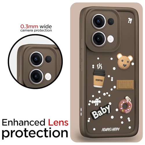Image of Pikkme Back Cover for Oppo Reno 13 5G | Cute Fun Cartoon 3D Bear Silicone Full Body Protection Bumper Case (Brown)