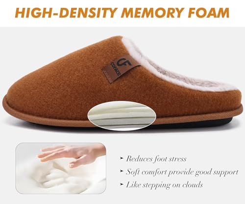 Image of COFACE Mens Cozy Memory Foam Scuff Slippers Casual Slip On Warm House Shoes Indoor /Outdoor Sandal Slippers With Arch Support Rubber Sole Size 7-15