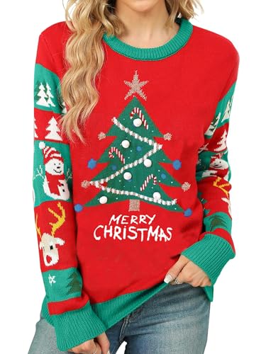 Image of PECHAR Christmas Tree Sweatshirts Women Pine Tree Print Shirts Nature Lover Gift Casual Tee Long Sleeve Xmas Pullover