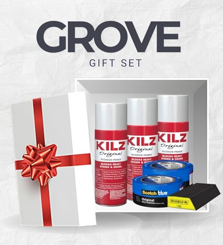 3x KILZ Spray Primer Paint Original White Flat Oil-Based Aerosol Primer/Sealer 13 oz Bundle with 3x Diablo Sanding Sponge – Premium Formula for Stain Blocking, Sealing & Sanding – Gift Set (6 Items)